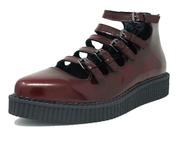TUK Shoes Mary Janes Burgundy RubOff Multi Strap Pointed Mary Jane 8211 Women