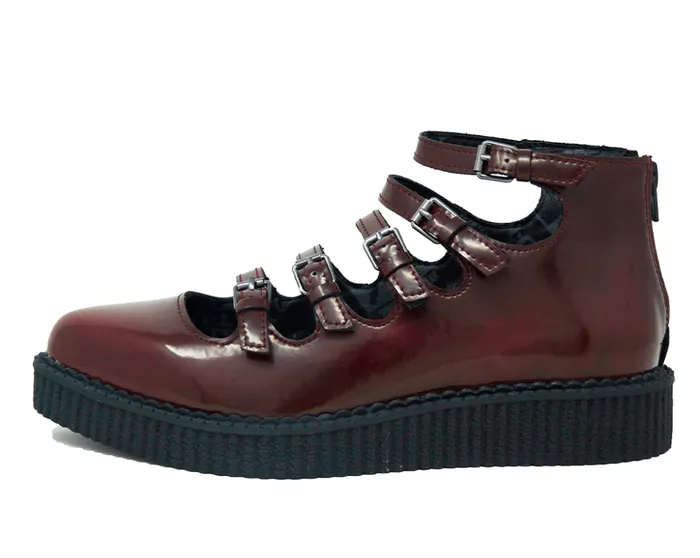 TUK Shoes Mary Janes Burgundy RubOff Multi Strap Pointed Mary Jane 8211 Women TUK Shoes Mary Janes Burgundy RubOff Multi Strap Pointed Mary Jane 8211 Women
