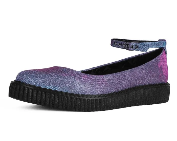 TUK Shoes Mary Janes Reflective Leopard Shimmer Ballet Creeper 8211 Women