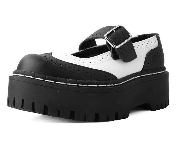 TUK Shoes Platforms Black and White Double Decker Mary Jane 8211 Women