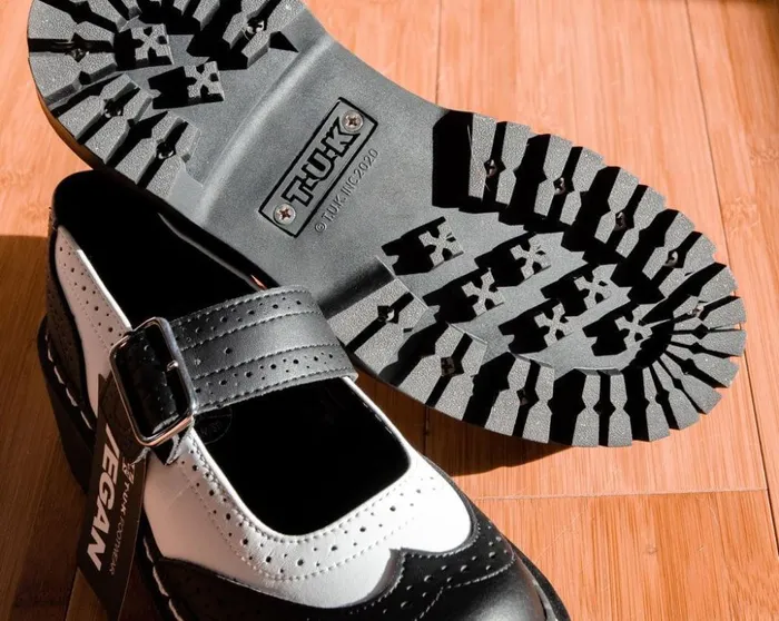 TUK Shoes Platforms Black and White Double Decker Mary Jane 8211 Women