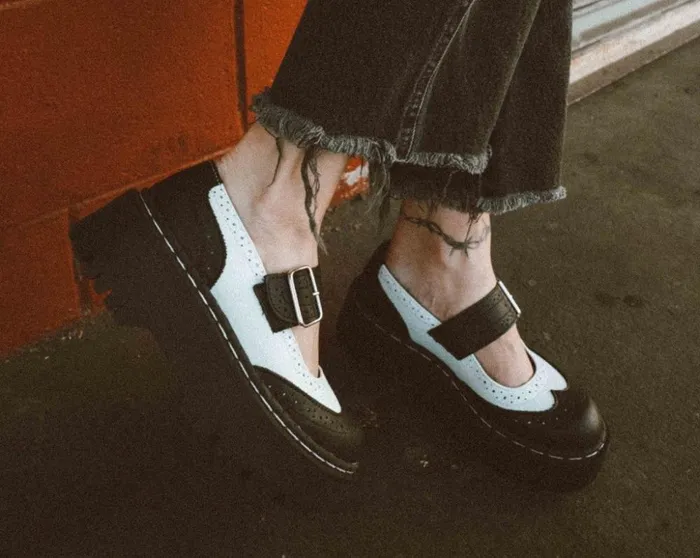 TUK Shoes Platforms Black and White Double Decker Mary Jane 8211 Women