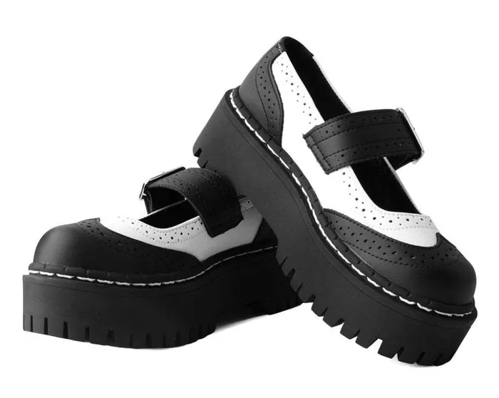 TUK Shoes Platforms Black and White Double Decker Mary Jane 8211 Women