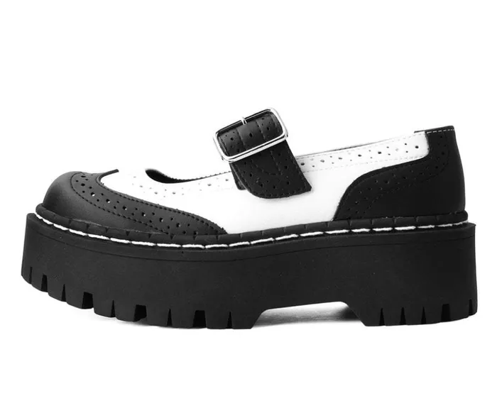TUK Shoes Platforms Black and White Double Decker Mary Jane 8211 Women