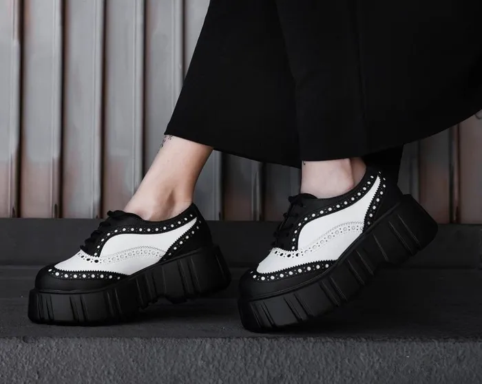 TUK Shoes Platforms Black and White TUKskin Anarchic Airship Brogue 8211 Women TUK Shoes Platforms Black and White TUKskin Anarchic Airship Brogue 8211 Women