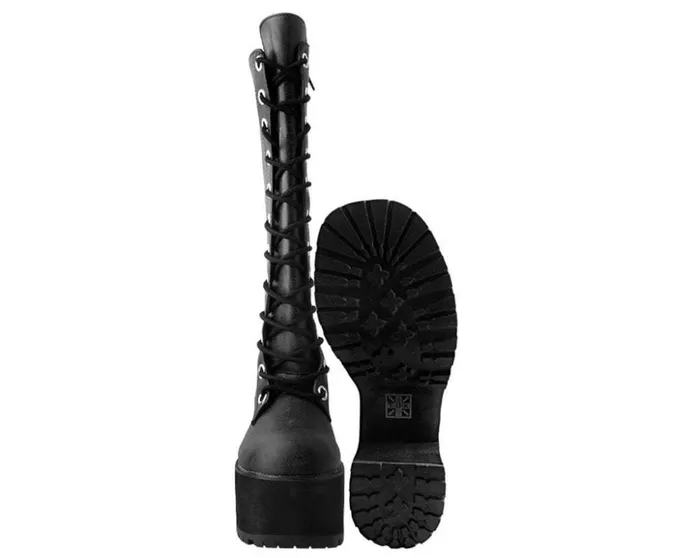 TUK Shoes Platforms Black Distressed KneeHigh Vegan Nosebleed Boots 8211 Women TUK Shoes Platforms Black Distressed KneeHigh Vegan Nosebleed Boots 8211 Women