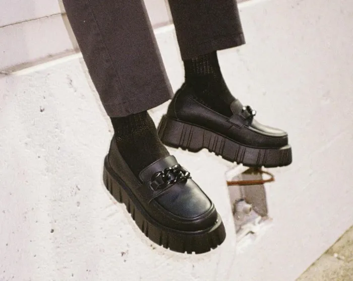 TUK Shoes Platforms Black TUKskin Anarchic Airship Chain Loafer 8211 Women TUK Shoes Platforms Black TUKskin Anarchic Airship Chain Loafer 8211 Women