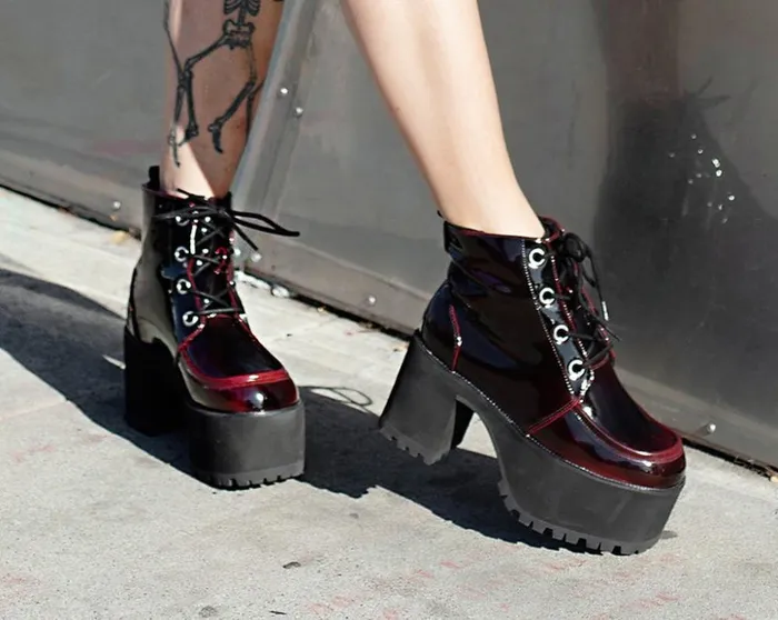 TUK Shoes Platforms Burgundy Gradient Nosebleed 8211 Women TUK Shoes Platforms Burgundy Gradient Nosebleed 8211 Women