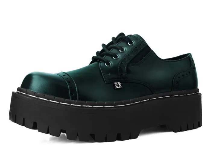 TUK Shoes Platforms Green RubOff Double Decker Brogue 8211 Women
