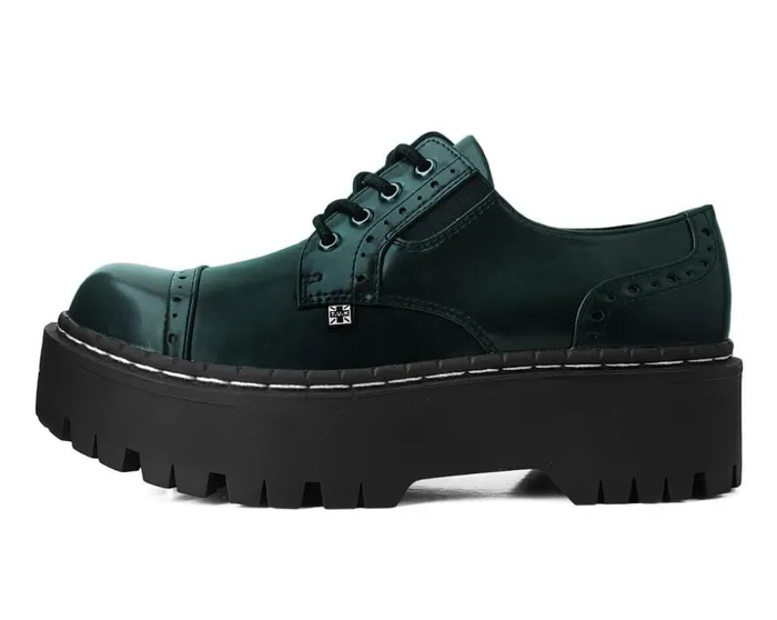TUK Shoes Platforms Green RubOff Double Decker Brogue 8211 Women TUK Shoes Platforms Green RubOff Double Decker Brogue 8211 Women