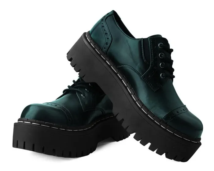 TUK Shoes Platforms Green RubOff Double Decker Brogue 8211 Women TUK Shoes Platforms Green RubOff Double Decker Brogue 8211 Women