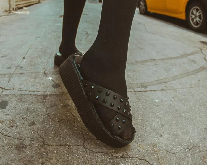 TUK Shoes Sandals Black TUKskin Cross Strap Studded Sandal 8211 Women TUK Shoes Sandals Black TUKskin Cross Strap Studded Sandal 8211 Women