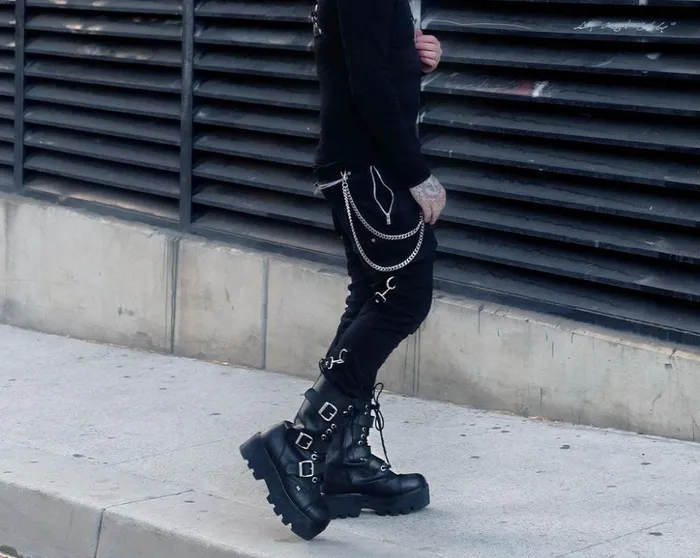 TUK Shoes Vegan Black 12Eye 3Strap Dino Boot 8211 Women TUK Shoes Vegan Black 12Eye 3Strap Dino Boot 8211 Women