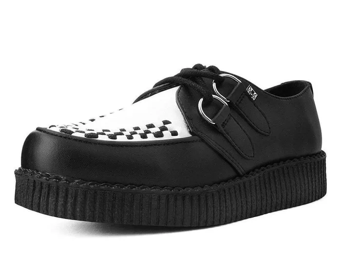 TUK Shoes Vegan Black and White Vegan TUKskin Viva II Creeper Shoe 8211 Men