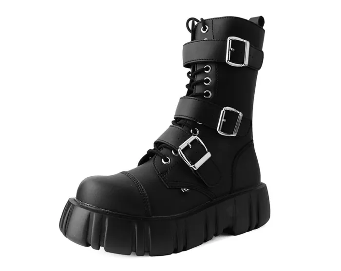 TUK Shoes Vegan Black TUKskin 3Buckle Anarchic Airship Boot 8211 Women