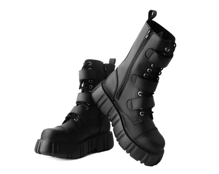 TUK Shoes Vegan Black TUKskin 3Buckle Anarchic Airship Boot 8211 Women
