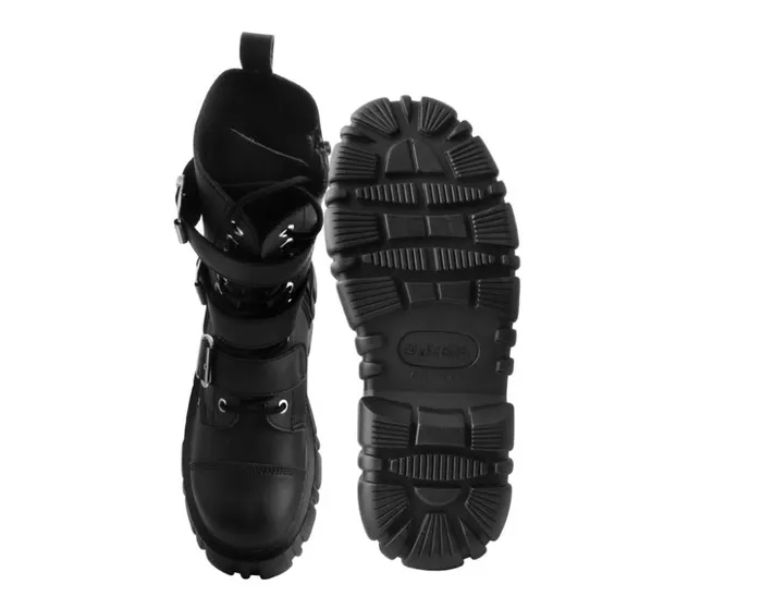 TUK Shoes Vegan Black TUKskin 3Buckle Anarchic Airship Boot 8211 Women
