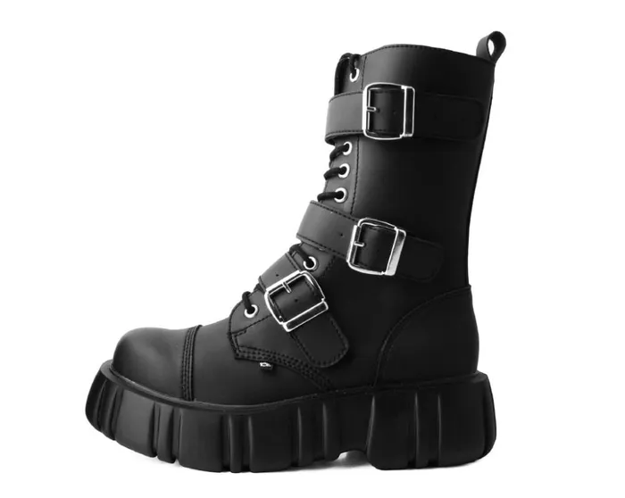 TUK Shoes Vegan Black TUKskin 3Buckle Anarchic Airship Boot 8211 Women