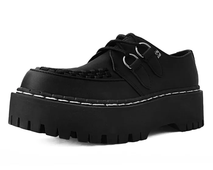 TUK Shoes Vegan Black TUKskin Interlace Double Decker Creeper 8211 Women