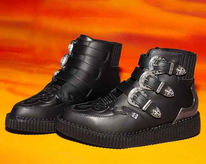 TUK Shoes Vegan Black TUKskin Western Antique 3Buckle Pointed Boot 8211 Women TUK Shoes Vegan Black TUKskin Western Antique 3Buckle Pointed Boot 8211 Women
