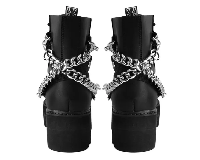 TUK Shoes Vegan Black Vegan 7Eye Chain and Strap Dino Lug Creeper Boot 8211 Women TUK Shoes Vegan Black Vegan 7Eye Chain and Strap Dino Lug Creeper Boot 8211 Women