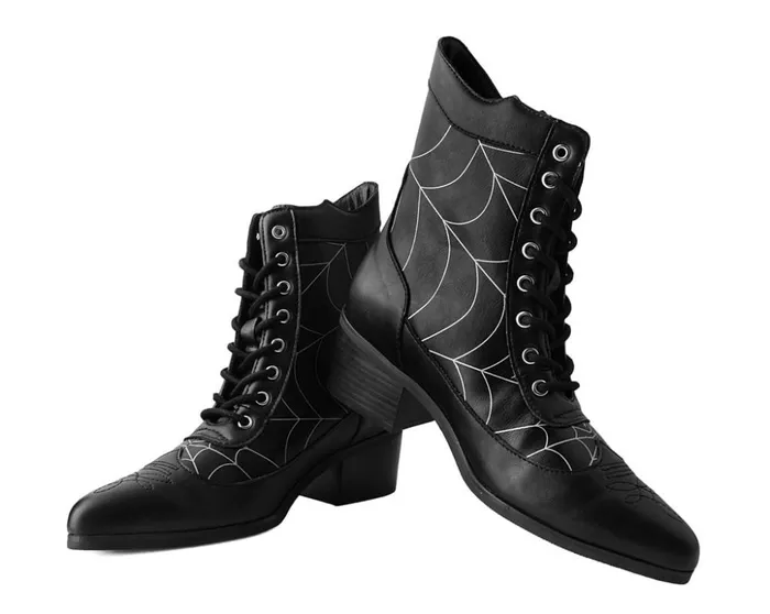 TUK Shoes Vegan Black Victorian 8Eye Spiderweb Pointed Anarchic Heel 8211 Women TUK Shoes Vegan Black Victorian 8Eye Spiderweb Pointed Anarchic Heel 8211 Women