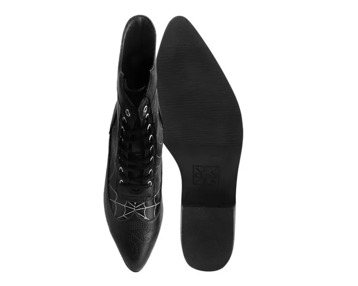 TUK Shoes Vegan Black Victorian 8Eye Spiderweb Pointed Anarchic Heel 8211 Women TUK Shoes Vegan Black Victorian 8Eye Spiderweb Pointed Anarchic Heel 8211 Women