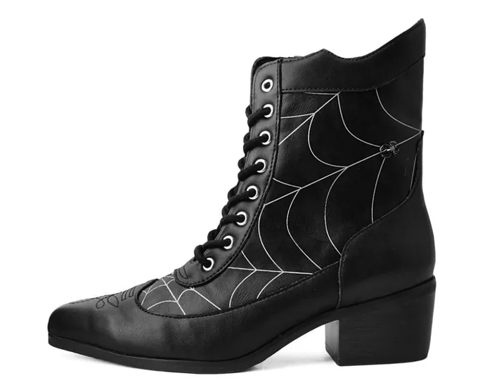 TUK Shoes Vegan Black Victorian 8Eye Spiderweb Pointed Anarchic Heel 8211 Women TUK Shoes Vegan Black Victorian 8Eye Spiderweb Pointed Anarchic Heel 8211 Women