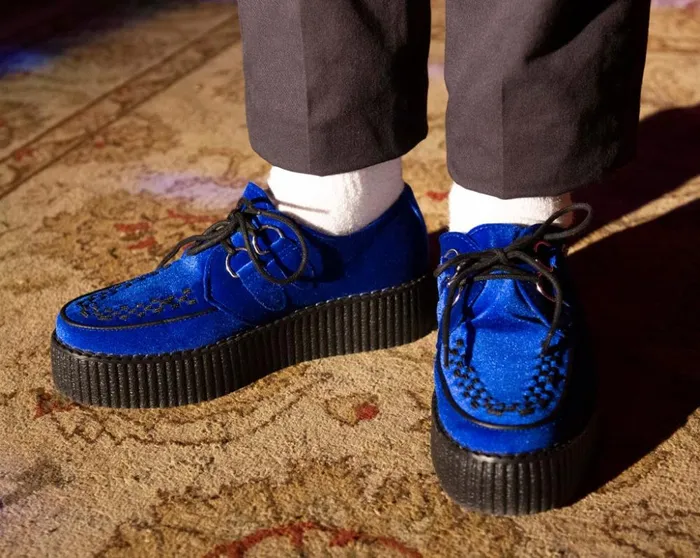 TUK Shoes Vegan Royal Blue Velvet Viva Mondo Creeper 8211 Women TUK Shoes Vegan Royal Blue Velvet Viva Mondo Creeper 8211 Women