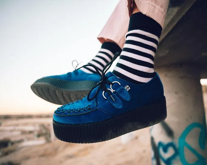TUK Shoes Vegan Royal Blue Velvet Viva Mondo Creeper 8211 Women TUK Shoes Vegan Royal Blue Velvet Viva Mondo Creeper 8211 Women