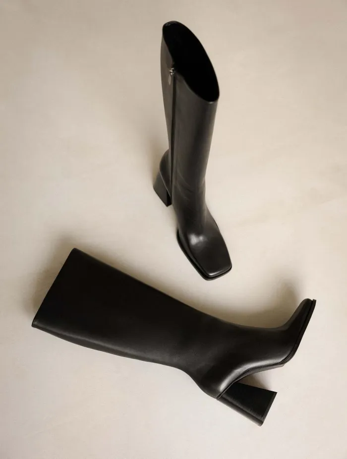 Tamar Passion Black Women Bobbies Knee High Boots