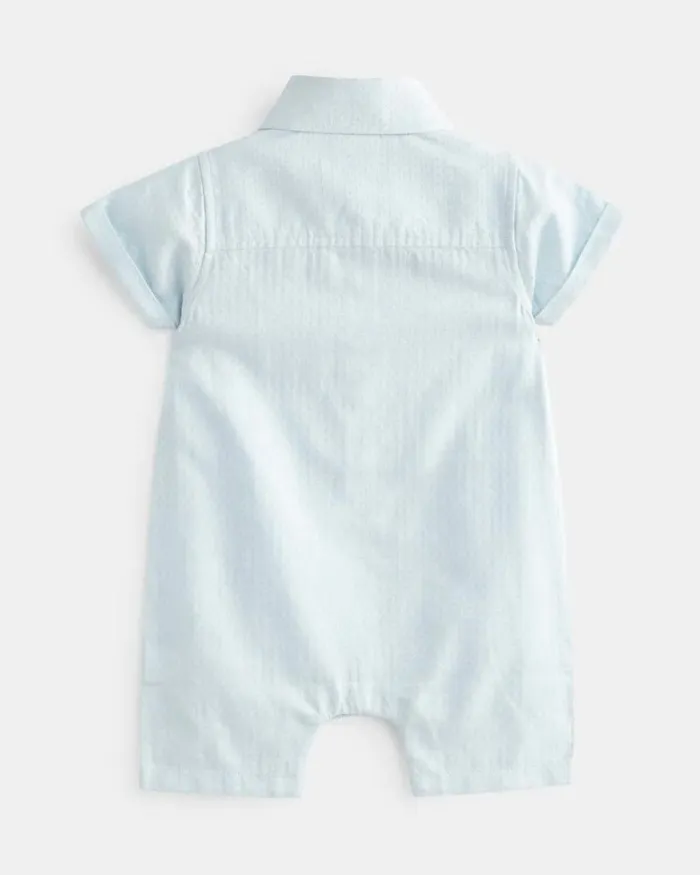 Ted Baker Baby VIOREL 8211 Collared Short Sleeve Cotton Romper Blue 8211 Kids Ted Baker Baby VIOREL 8211 Collared Short Sleeve Cotton Romper Blue 8211 Kids
