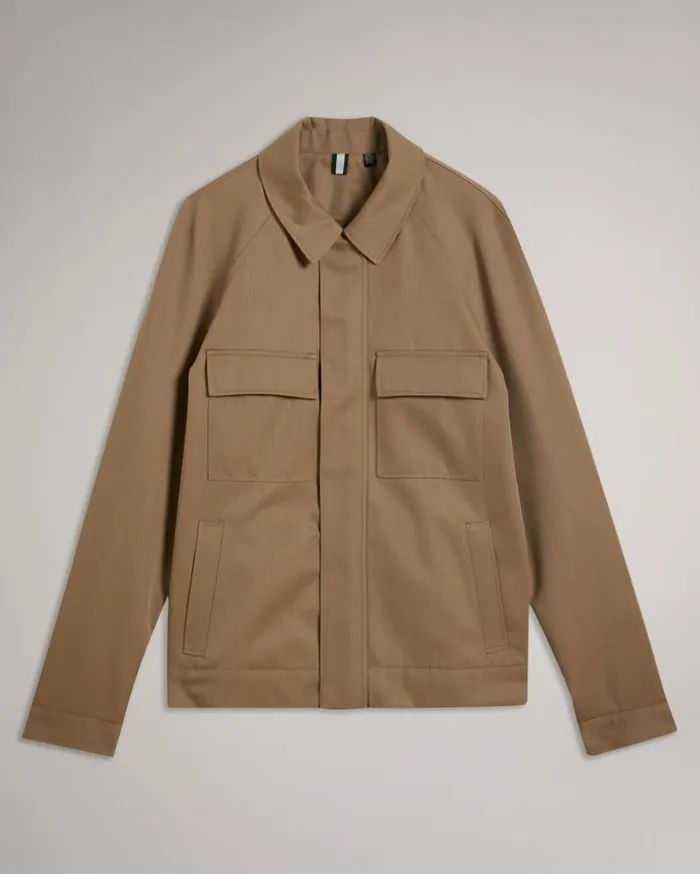 Ted Baker Coats and Jackets FINNJ 8211 Raglan Sleeve Pure Wool Jacket Natural 8211 Men