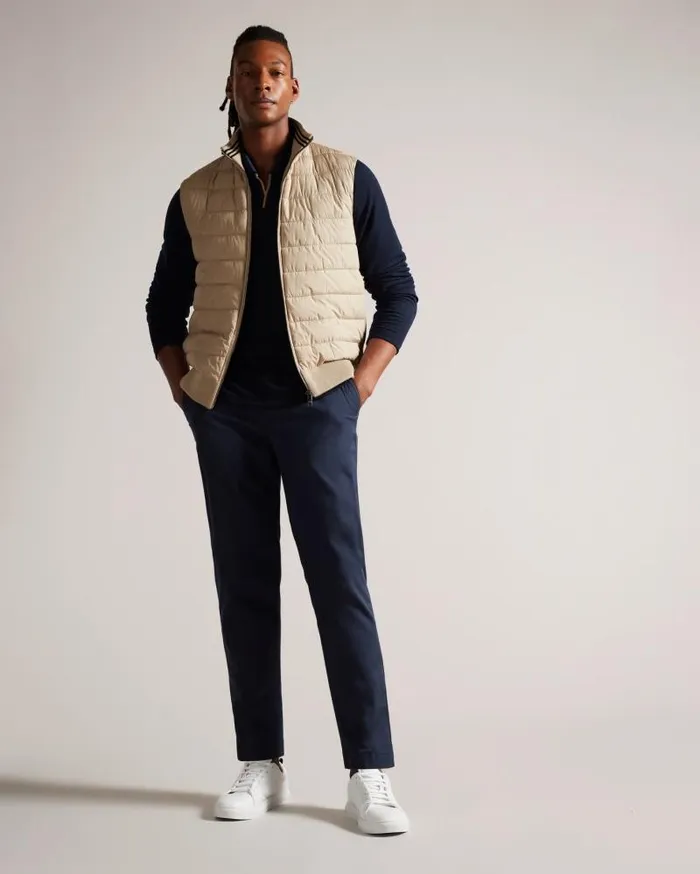 Ted Baker Jumpers and Knitwear DEJAS 8211 Funnel Neck Gilet With Knitted Back Natural 8211 Men Ted Baker Jumpers and Knitwear DEJAS 8211 Funnel Neck Gilet With Knitted Back Natural 8211 Men