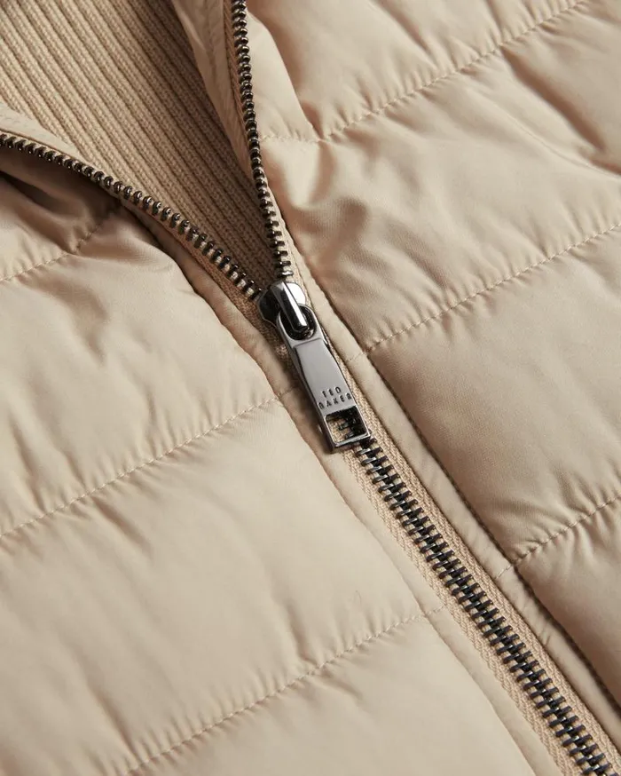 Ted Baker Jumpers and Knitwear DEJAS 8211 Funnel Neck Gilet With Knitted Back Natural 8211 Men Ted Baker Jumpers and Knitwear DEJAS 8211 Funnel Neck Gilet With Knitted Back Natural 8211 Men
