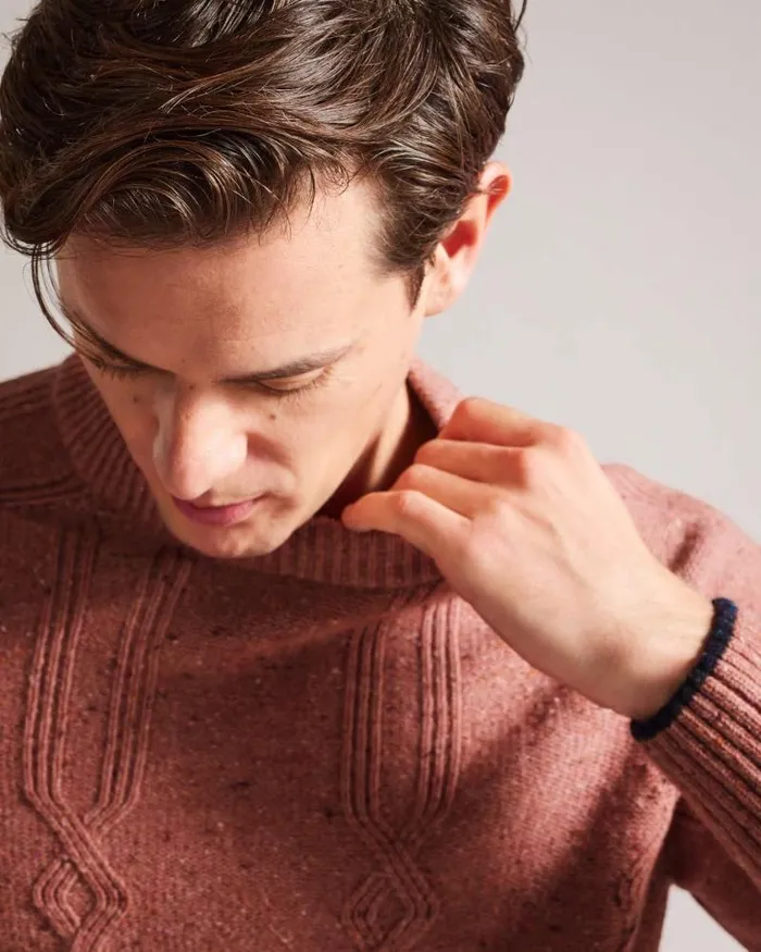 Ted Baker Jumpers and Knitwear ENROE 8211 Crew Neck Jumper With Cable Detail Medium Pink 8211 Men Ted Baker Jumpers and Knitwear ENROE 8211 Crew Neck Jumper With Cable Detail Medium Pink 8211 Men