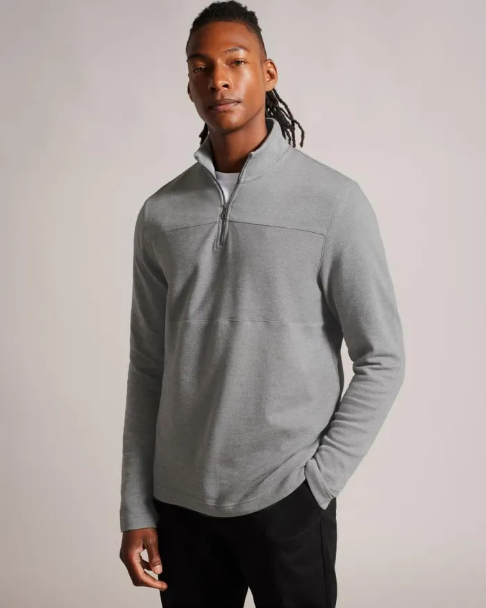 Ted Baker Jumpers and Knitwear GAZINE 8211 Long Sleeve Half Zip Pullover Grey 8211 Men Ted Baker Jumpers and Knitwear GAZINE 8211 Long Sleeve Half Zip Pullover Grey 8211 Men