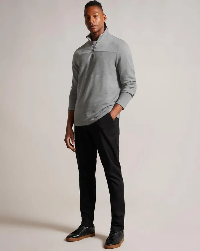 Ted Baker Jumpers and Knitwear GAZINE 8211 Long Sleeve Half Zip Pullover Grey 8211 Men Ted Baker Jumpers and Knitwear GAZINE 8211 Long Sleeve Half Zip Pullover Grey 8211 Men