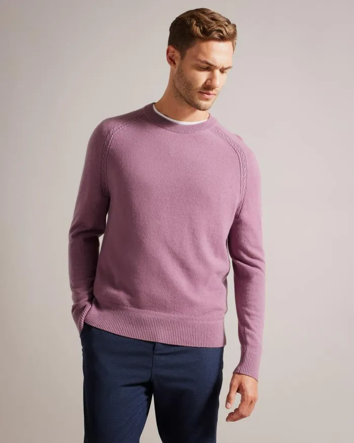 Ted Baker Jumpers and Knitwear GLANT 8211 Pure Cashmere Jumper Light Purple 8211 Men Ted Baker Jumpers and Knitwear GLANT 8211 Pure Cashmere Jumper Light Purple 8211 Men
