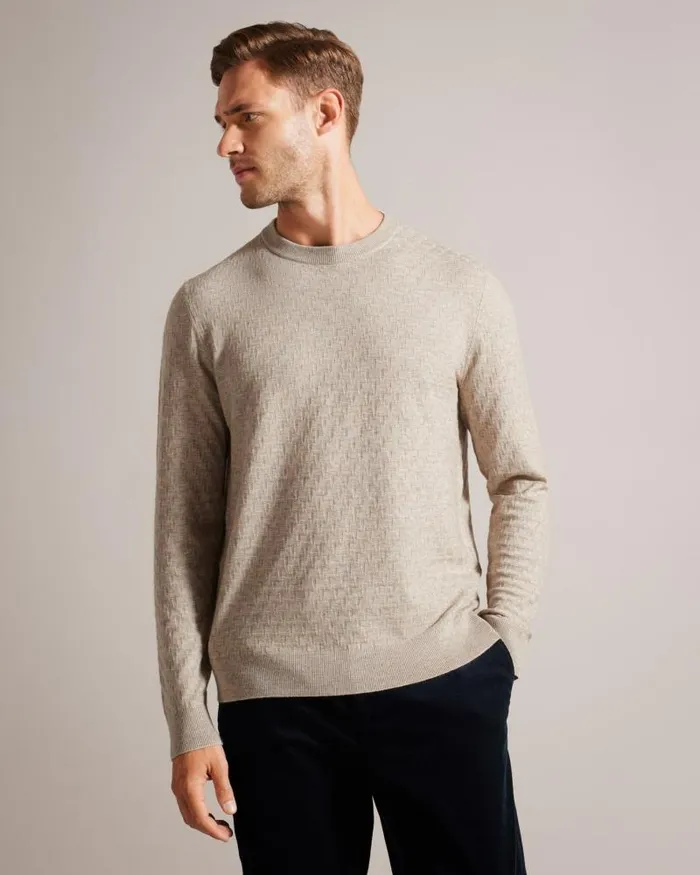 Ted Baker Jumpers and Knitwear LOUNG 8211 Long Sleeve T Knit Jumper Browntan 8211 Men