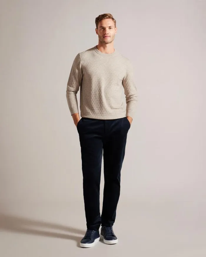 Ted Baker Jumpers and Knitwear LOUNG 8211 Long Sleeve T Knit Jumper Browntan 8211 Men