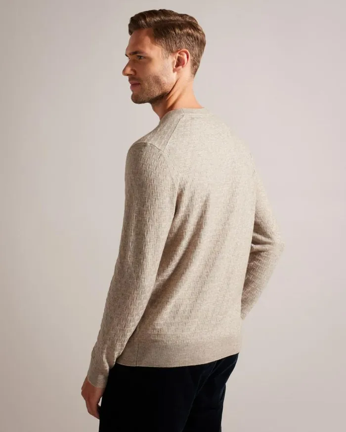 Ted Baker Jumpers and Knitwear LOUNG 8211 Long Sleeve T Knit Jumper Browntan 8211 Men