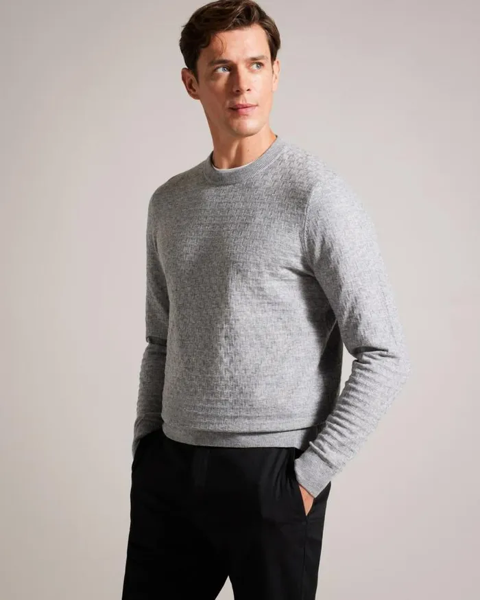 Ted Baker Jumpers and Knitwear LOUNG 8211 Long Sleeve T Knit Jumper Greymarl 8211 Men Ted Baker Jumpers and Knitwear LOUNG 8211 Long Sleeve T Knit Jumper Greymarl 8211 Men