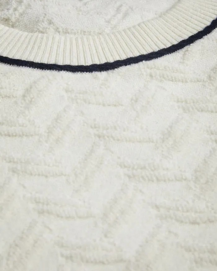 Ted Baker Jumpers and Knitwear SEPAL 8211 Long Sleeve Chevron Knit Jumper Ecru 8211 Men Ted Baker Jumpers and Knitwear SEPAL 8211 Long Sleeve Chevron Knit Jumper Ecru 8211 Men