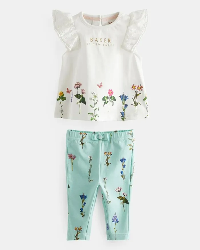 Ted Baker Playsuits and Sets SZOE 8211 Broderie Detail Top And Leggings Set Mint 8211 Kids