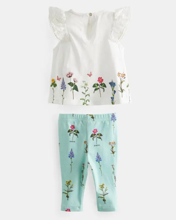 Ted Baker Playsuits and Sets SZOE 8211 Broderie Detail Top And Leggings Set Mint 8211 Kids