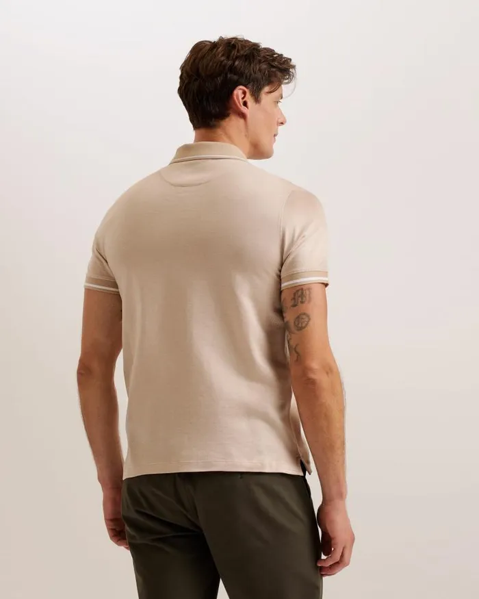 Ted Baker Polo Shirts HELTA 8211 Stripe Detail Slim Fit Polo Shirt Taupe 8211 Men Ted Baker Polo Shirts HELTA 8211 Stripe Detail Slim Fit Polo Shirt Taupe 8211 Men