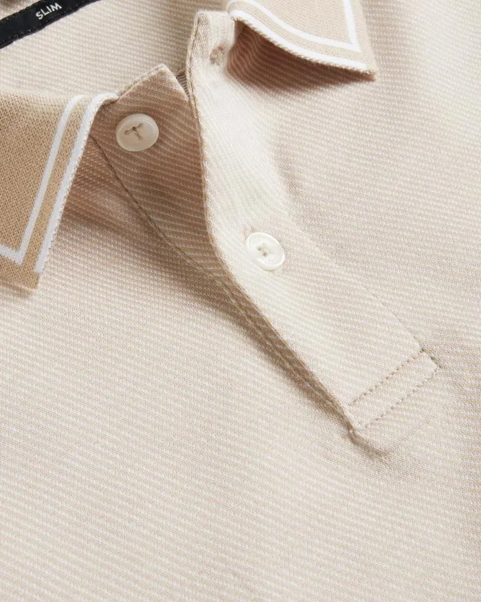 Ted Baker Polo Shirts HELTA 8211 Stripe Detail Slim Fit Polo Shirt Taupe 8211 Men Ted Baker Polo Shirts HELTA 8211 Stripe Detail Slim Fit Polo Shirt Taupe 8211 Men