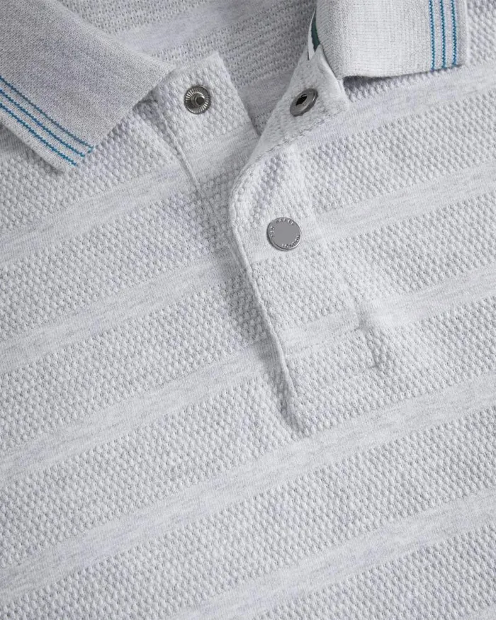 Ted Baker Polo Shirts PENINE 8211 Long Sleeve Textured Stripe Polo Shirt Greymarl 8211 Men Ted Baker Polo Shirts PENINE 8211 Long Sleeve Textured Stripe Polo Shirt Greymarl 8211 Men