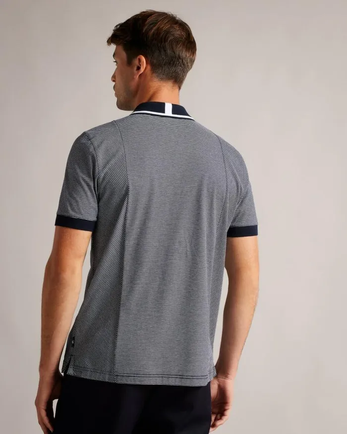 Ted Baker Polo Shirts TAIGAA 8211 Short Sleeve Regular Striped Panelled Polo Navy 8211 Men Ted Baker Polo Shirts TAIGAA 8211 Short Sleeve Regular Striped Panelled Polo Navy 8211 Men